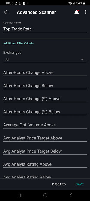 The new advanced scanner save button on the android phone. 